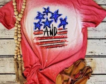 Bleached Tee-Patriotic, USA, 4th of July, America, Stars and Stripes