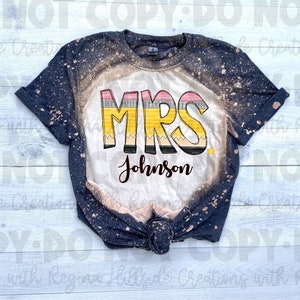 Teacher Tee, Pencil Font, Bleached Tee, Back to School