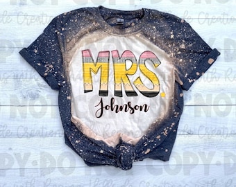Teacher Tee, Pencil Font, Bleached Tee, Back to School