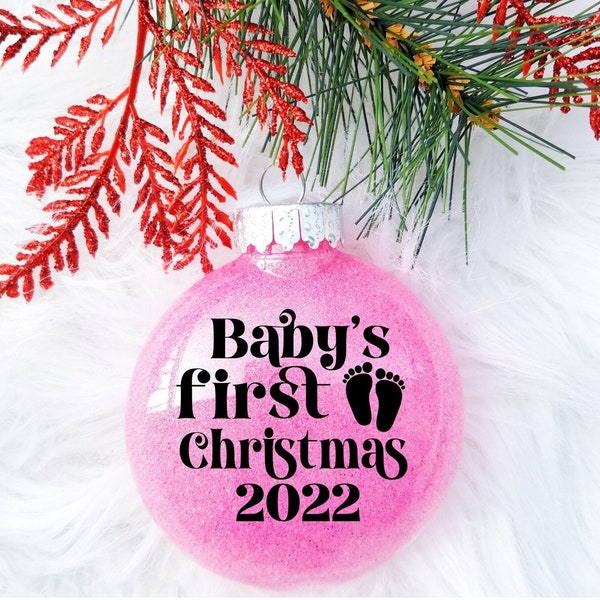 Personalized Baby's First Christmas Glitter Ornament--Shatterproof--Custom Ornament, Personalized Ornament, Christmas, Glitter