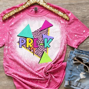 Bleached School Tee-90&#39;s Retro Pre-Kindergarten Shirt, Cute School Shirt, Back to School, Nineties, 90s, Pre-K, Preschool