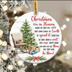 Christmas In Heaven Rocking Chair Poem Ceramic Ornament