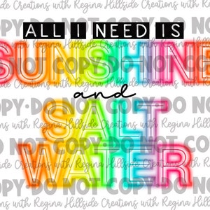 All I Need is Sunshine and Salt Water Bright Summer Sublimation Transfer