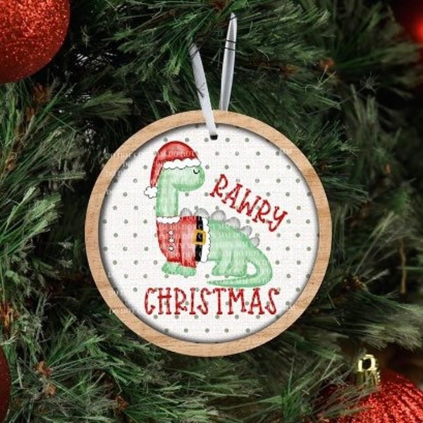 Red Dinosaur Rawry Christmas Ornament—Kids Christmas Ornament, Custom Ornament