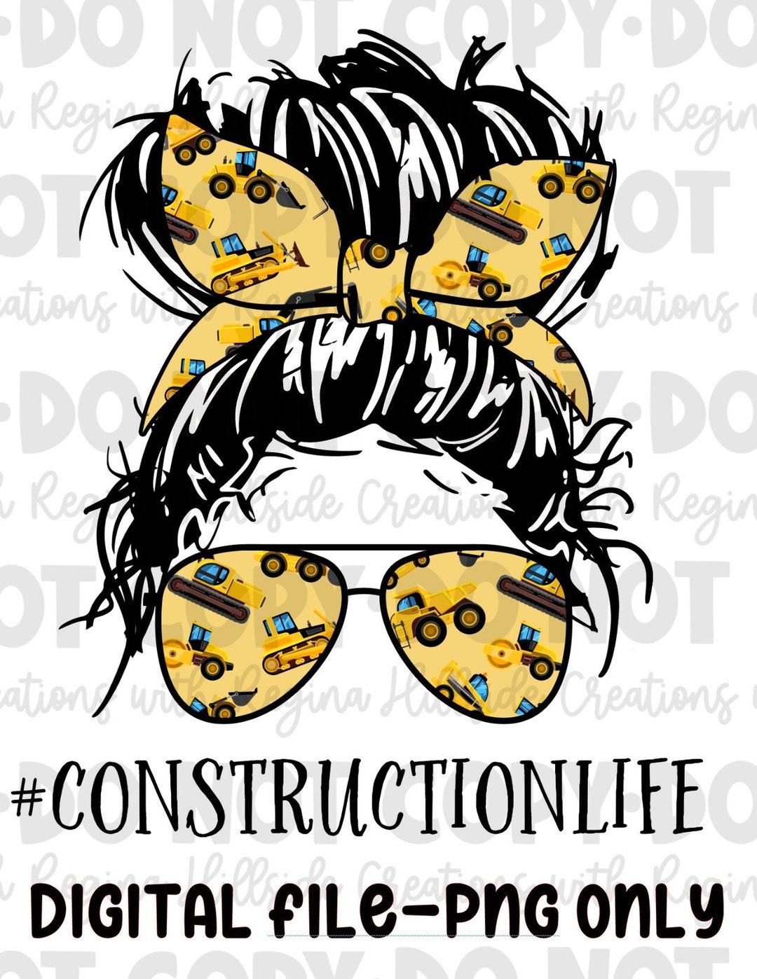 Buns Construction Construction Life Messy Bun Digital Download--png, Messy Bun Life ...