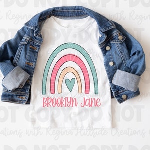 Child Personalized Tee--Cute Rainbow with Personalization