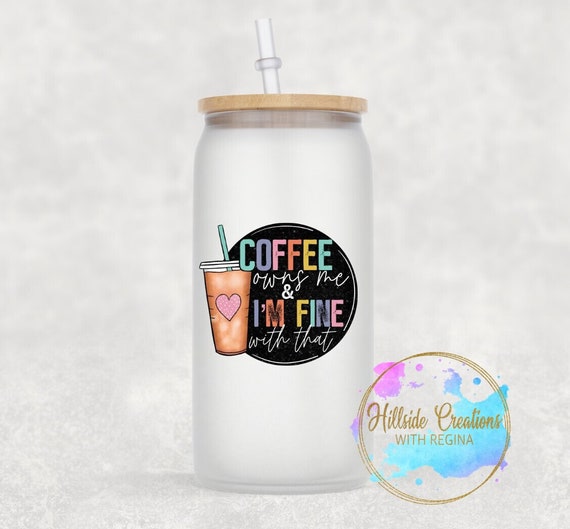 16 Oz Frosted Glass Iced Coffee Tumbler With Lid and 