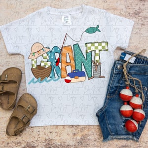 Child Personalized Tee--Fishing Font, Fishing Tee, Fishing
