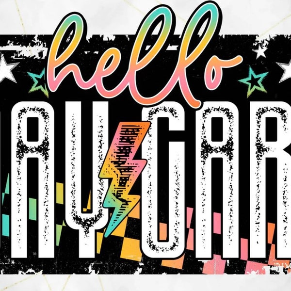 Hello Daycare Colorful Grunge Sublimation Transfer