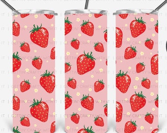 Vaso de acero inoxidable de 20 oz—Fresas—Vaso de verano