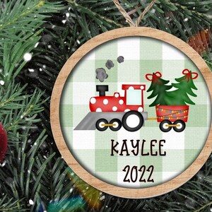 Kids Personalized Christmas Ornament—Christmas Train with Trees, Kids Christmas Ornament, Custom Ornament