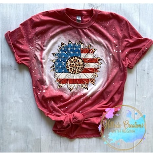 Tee-Patriótico Blanqueado Girasol, Heather Red