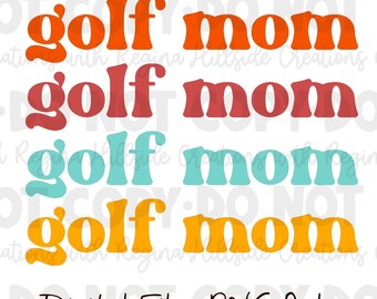 Golfmamma Färgglad Staplad Digital Nedladdning--PNG, Sublimering, DTF, Golfliv, Mamma, Golfmamma