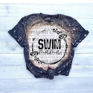 Bleached Tee-Swim Mama Round Leopard Single Color