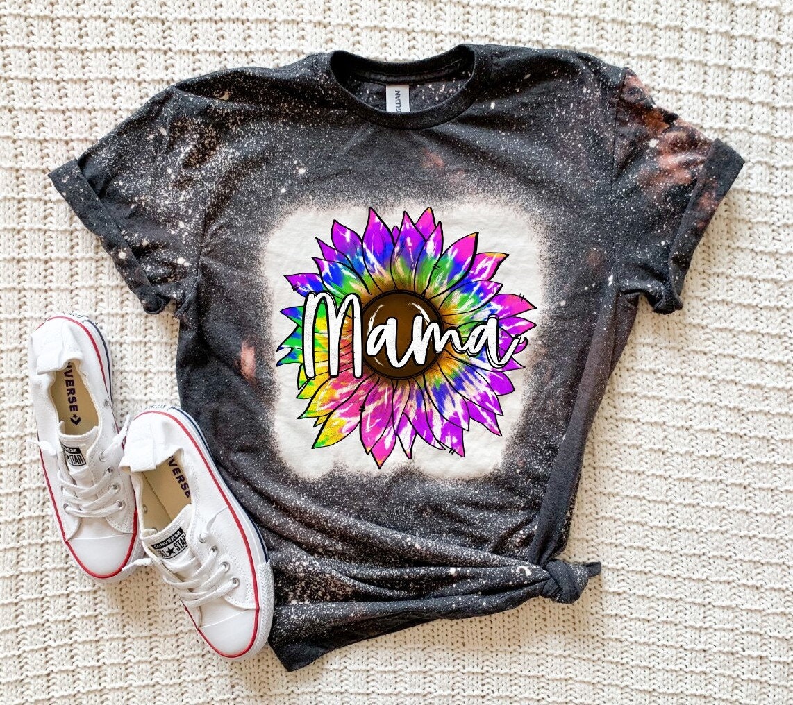 Mom Life Leopard Bleached T-Shirt – Cute Tie-Dye Graphic Tee For Moms, Cotton Blend Comfort Fit