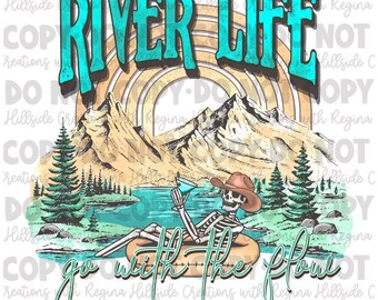 River Life Go With The Flow Summer Sublimation Transfer, River, Summer, River Design