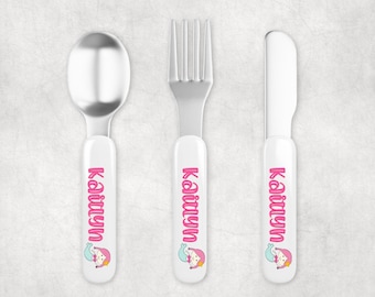Custom Personalized Children/Baby Utensil Sets--Fork, Knife, Spoon--Mermaid--Kids Utensils--Silverware--Cutlery--Baby Gift