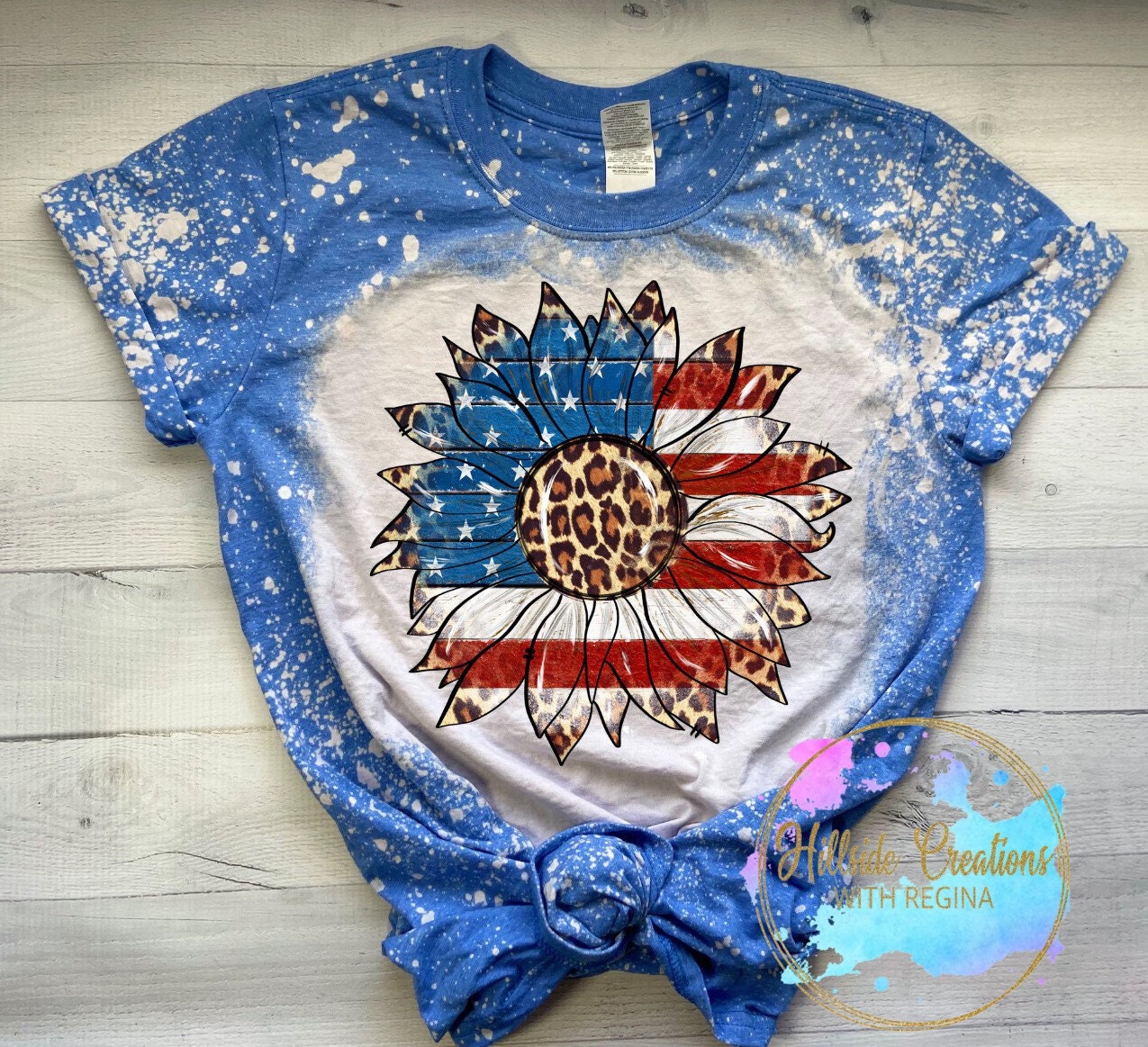 Bleached Tee-patriotic Sunflower Royal Blue - Etsy Canada