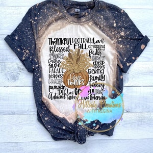 Bleached Tee—Give Thanks/Thanksgiving Words