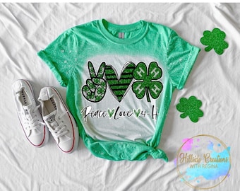 Bleached Tee-Peace Love 4H