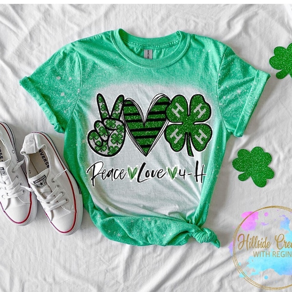 Bleached Tee-Peace Love 4H
