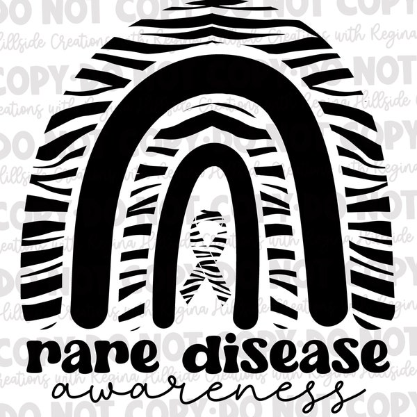 Rare Disease Awareness Zebra Rainbow Sublimation Transfer