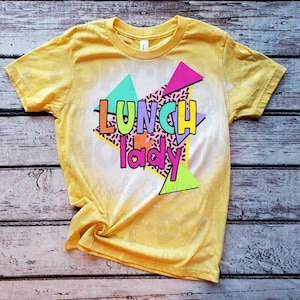 Bleached Tee-90&#39;s Retro Cafeteria Shirt, Cute Cafeteria Worker Shirt, Back to School, Nineties, 90s, Lunch Lady, Lunch Worker