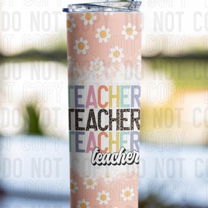 Teacher Daisy Print 20 oz stainless steel tumbler, Teacher, Teacher Life, Back to School