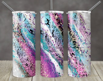 20 oz stainless steel tumbler with straw—Dance Tumbler—Milky Way Faux Glitter