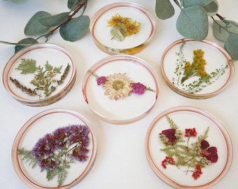 Real Pressed Flower Resin Coasters: Handmade Home Decor