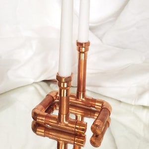 Copper Pipe Candle Holder, Home Design, Industrial, Candelabra, Home Decor, Gift Ideas, Home Accents, Centerpiece, Home Lighting, Handmade