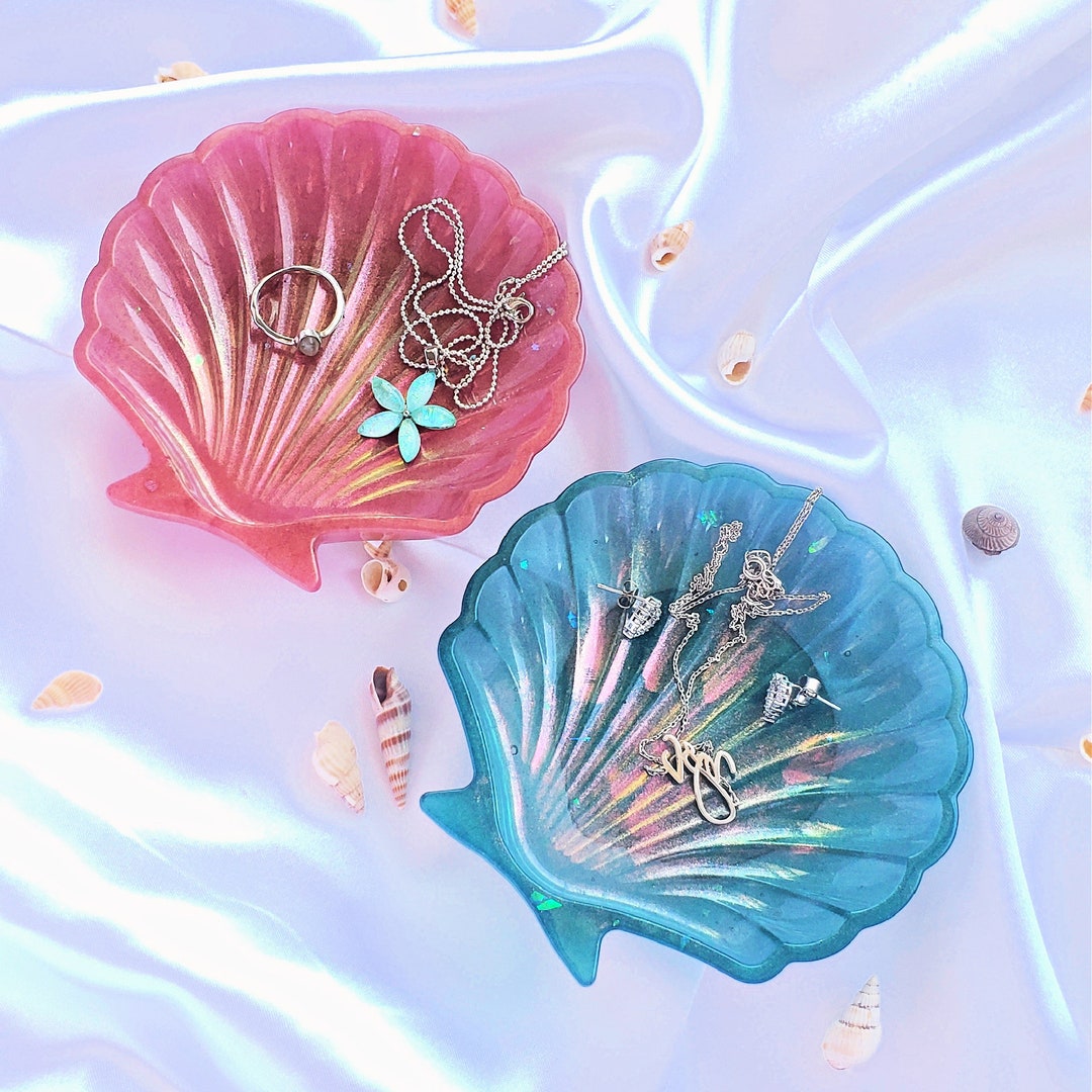Seashell Jewelry Tray, Jewelry Holder, Dish Trinket Tray, Resin Jewelry ...