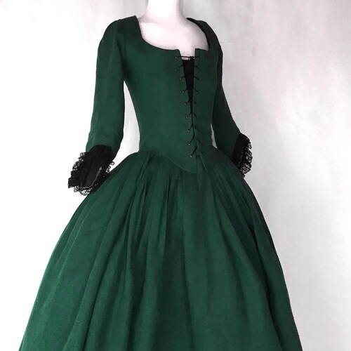 18th Century Dress in Almond Green Linen Outlander Dress - Etsy