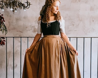 Toffee Linen Skirt | Outlander Costume | 18th Century Skirt | Medieval Reenactment