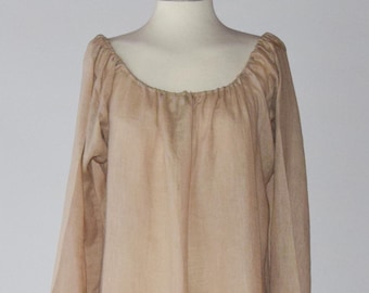 Historical Dress Renaissance Chemise - Sand Linen Gauze Linen Nightgown, Unique Gift for Theatre Enthusiasts and Reenactors