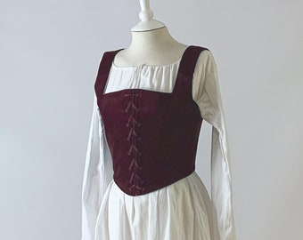 Elegant Burgundy Velvet Renaissance Bodice - Authentic Handcrafted Design - For Fairs & Historical Events - Opulent Fashion Gift