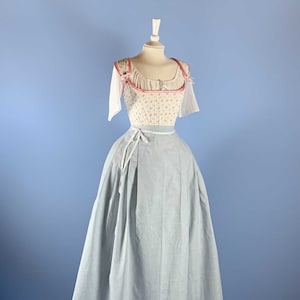 18th Century Blue Striped Cotton Skirt: Historical Costume Petticoat