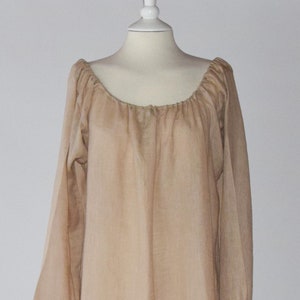 Historical Dress Renaissance Chemise - Sand Linen Gauze Linen Nightgown, Unique Gift for Theatre Enthusiasts and Reenactors
