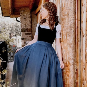 Steel Blue Linen Skirt | Outlander Costume | 18th Century Skirt | Medieval Reenactment