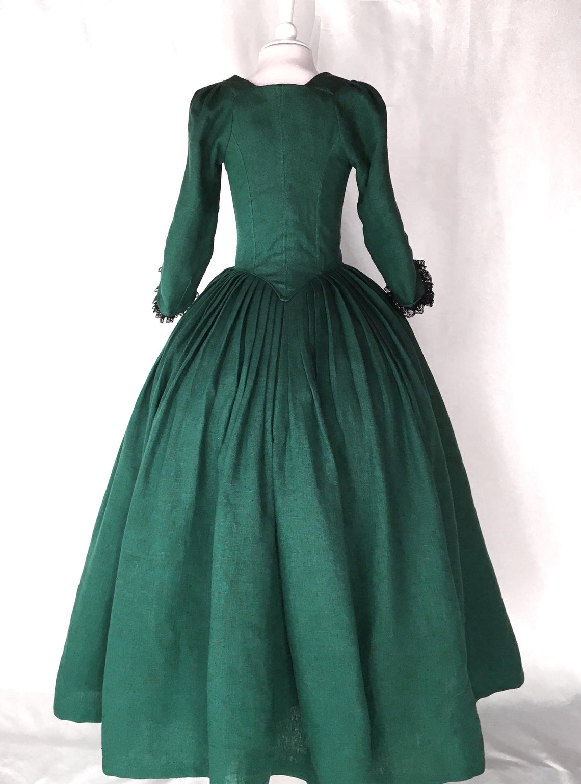 18th Century Dress in Dark Green Linen Rococo Dress - Etsy