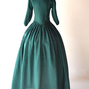 Outlander Costume in Dark Green Linen 18th Century Dress - Etsy