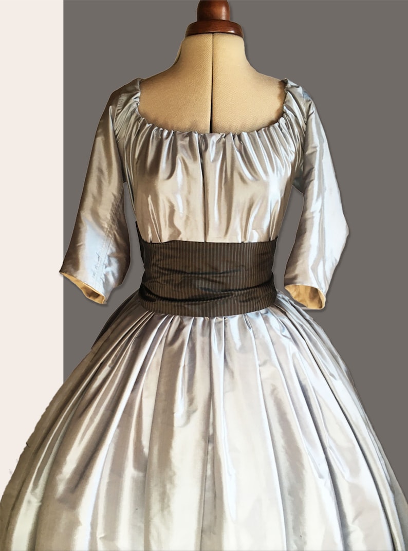 Chemise à la Reine in greyblue silk large sash in Etsy