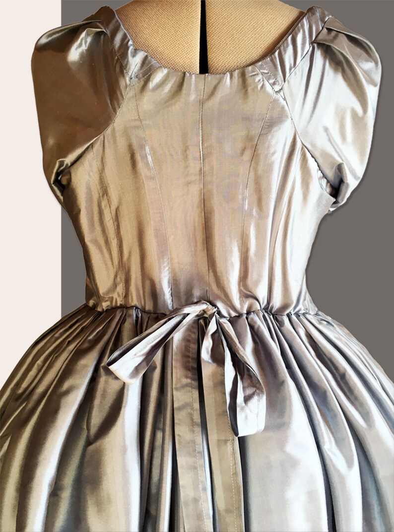 Chemise à la Reine in greyblue silk large sash in Etsy