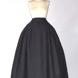 Black Historical Skirt, 18th-century linen design perfect for medieval events, ideal costume accessory or gift for enthusiasts