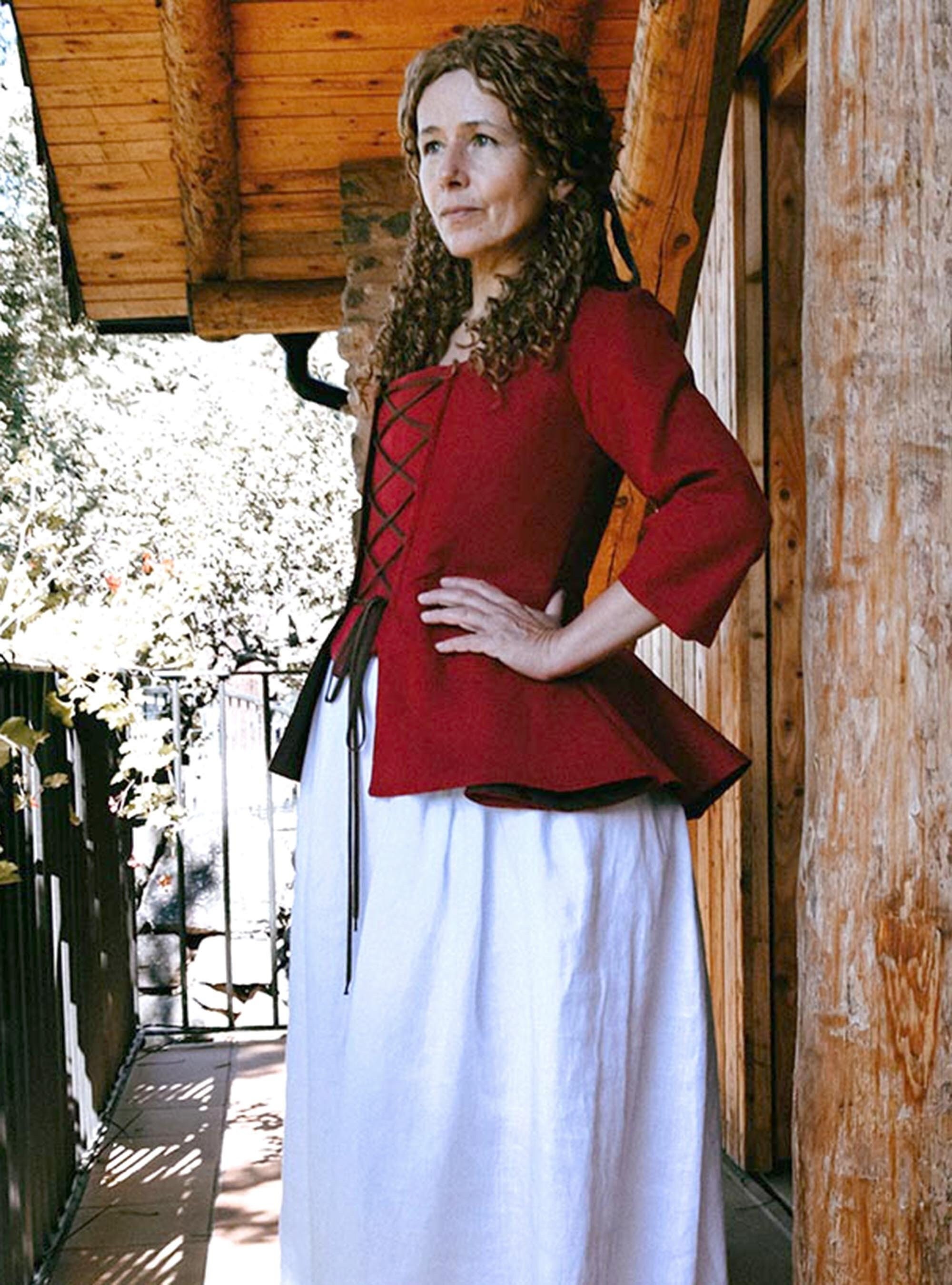 FITTED LINEN JACKET Peplum Jacket in Cherry Red Linen, Vintage Clothing,  Renaissance Bodice -  Sweden
