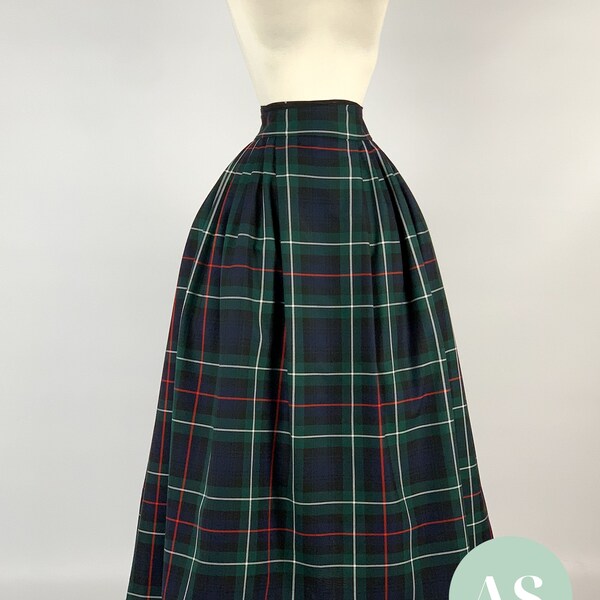 Lottie Turquoise Stewart Tartan Midi Skirt