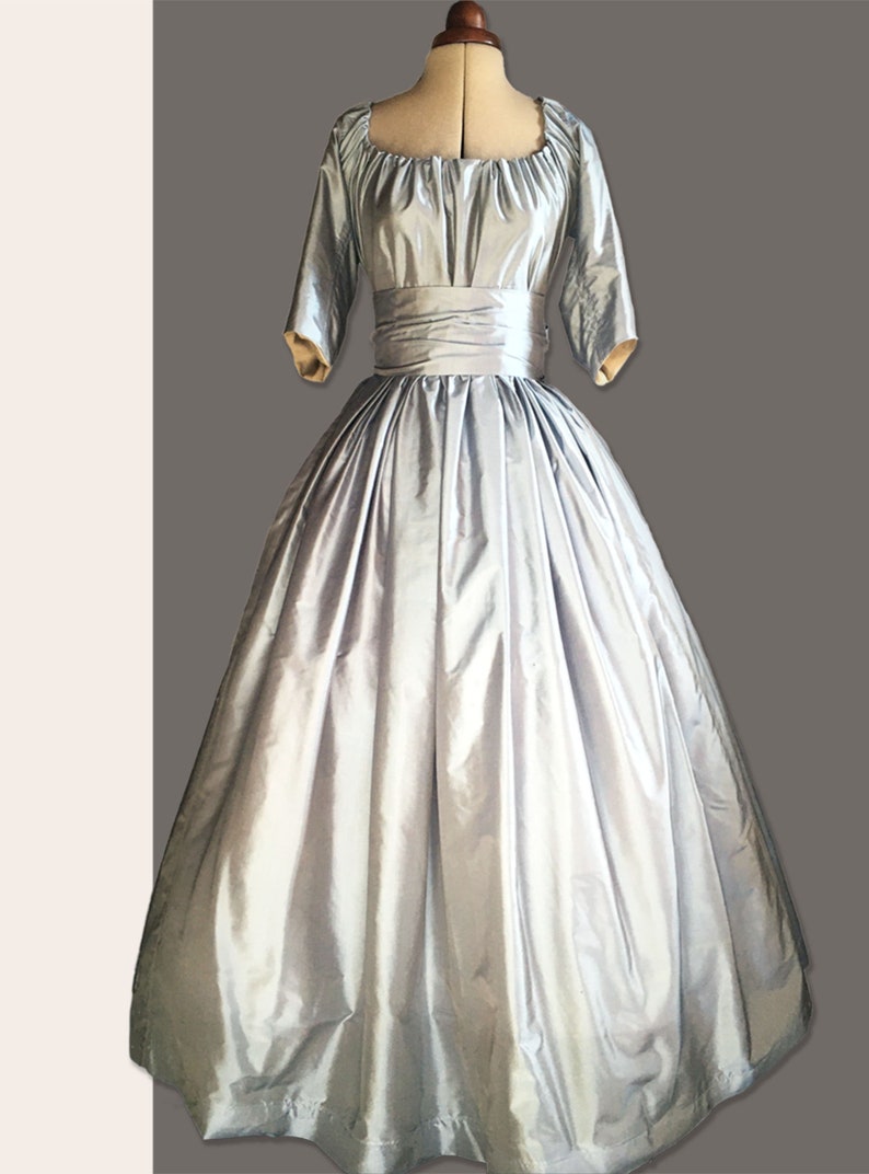 Chemise à la Reine in greyblue silk large sash in Etsy