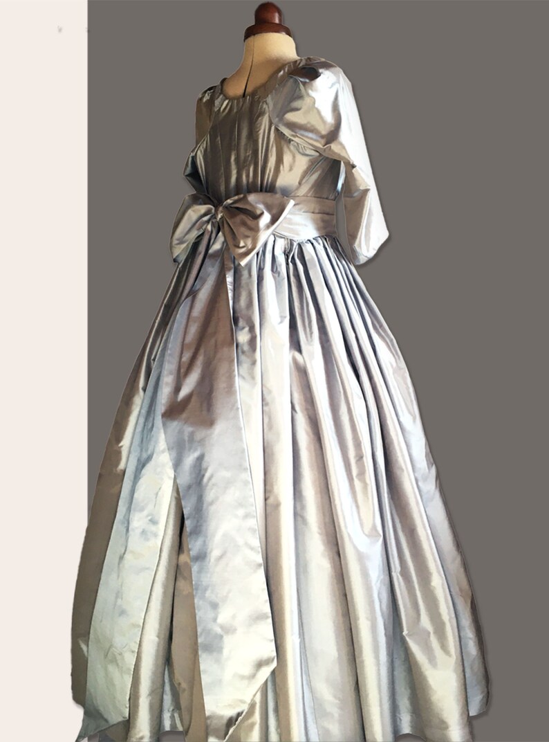 Chemise à la Reine in greyblue silk large sash in Etsy