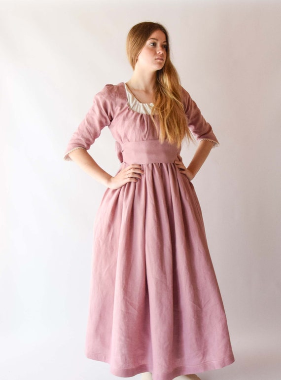 VESTIDO ROSA VIEJO / Vestido Midi de lino / Manga de codo / - Etsy México VESTIDO ROSA VIEJO / Vestido Midi de lino / Manga de codo / - Etsy México