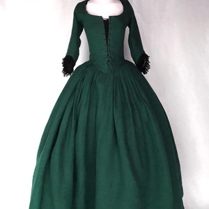 18th Century Dress in Dark Green Linen Genuine Outlander - Etsy